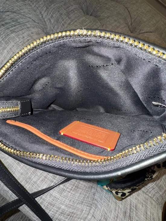 Coach Kitt Messenger Crossbody Salt Black Woven Jacquard Leather Trim Small Bag - Picture 16 of 17